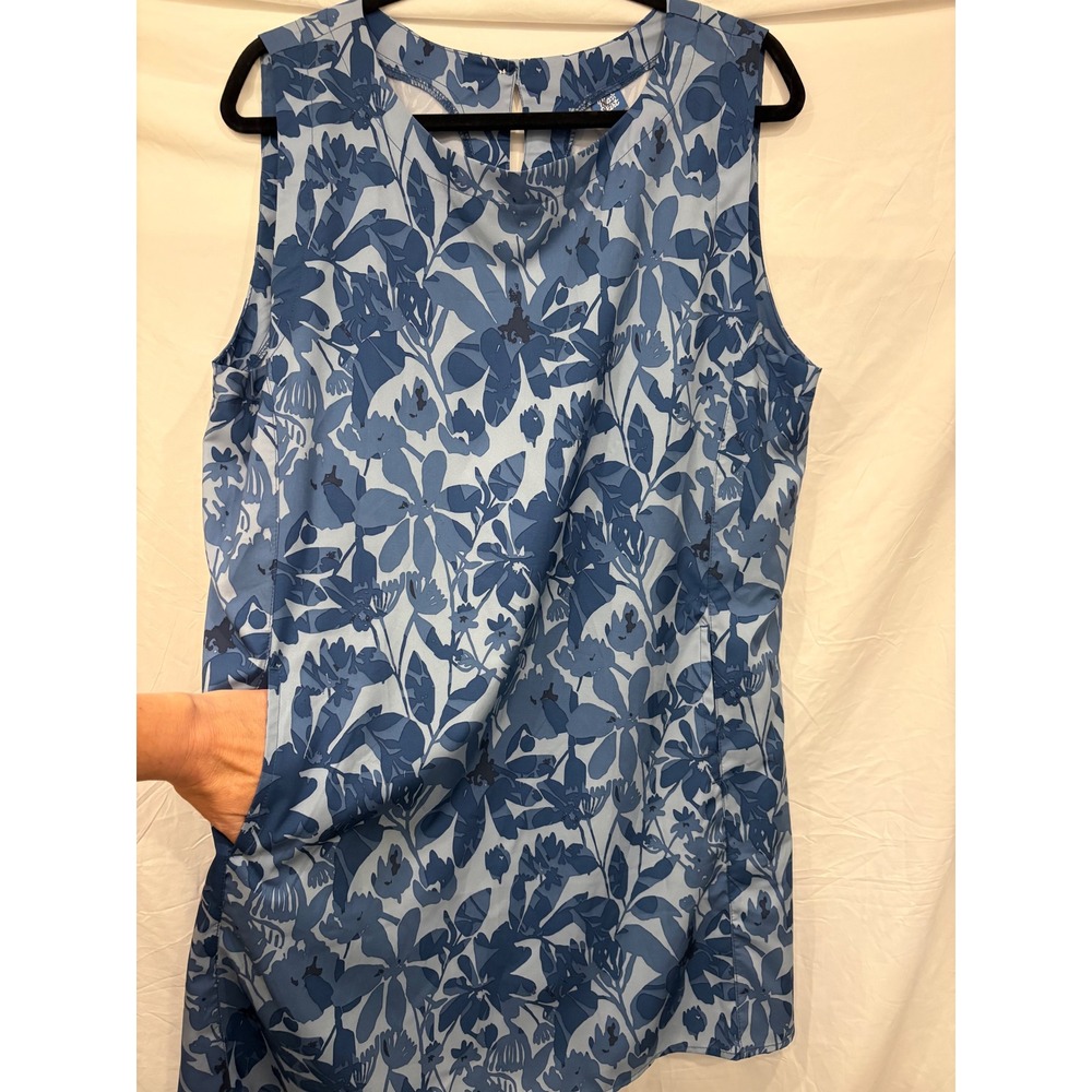 Ripskirt Hawaii Sundress Short XL Blue Floral Pockets Knee Length Sleeveless - Picture 3 of 9